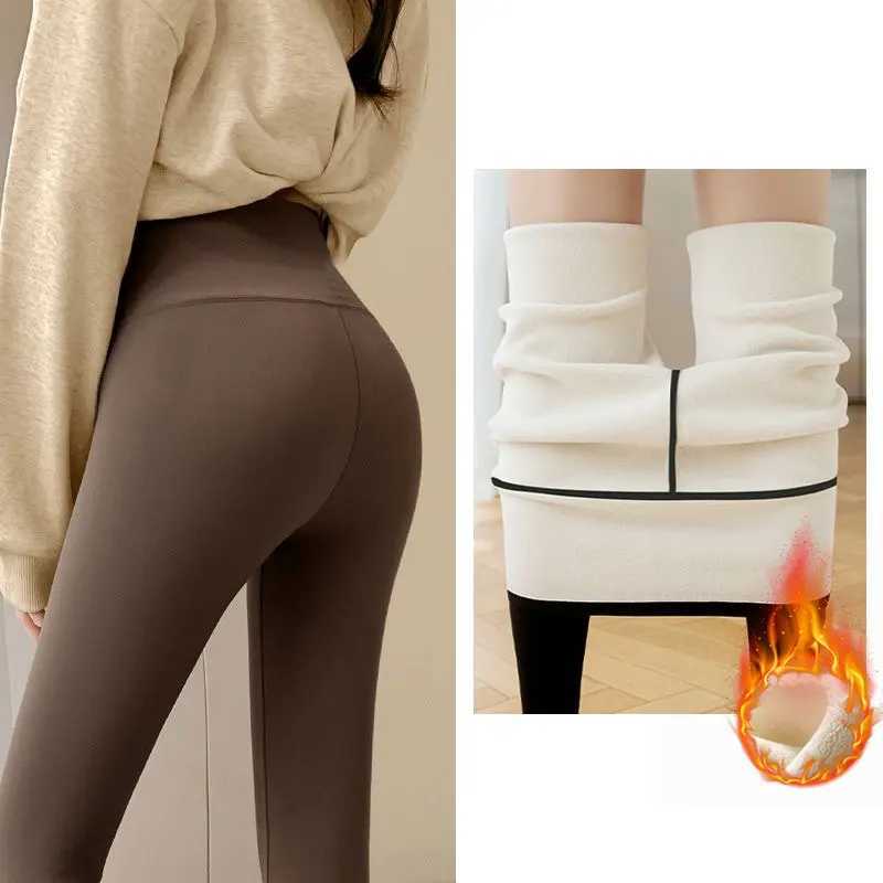 Autumn Winter High Waist Plus Velvet Shark Pants Women Seamless Fleece Warm Leggings Slim Casual Sports Fitness Yoga LeggingsX240914