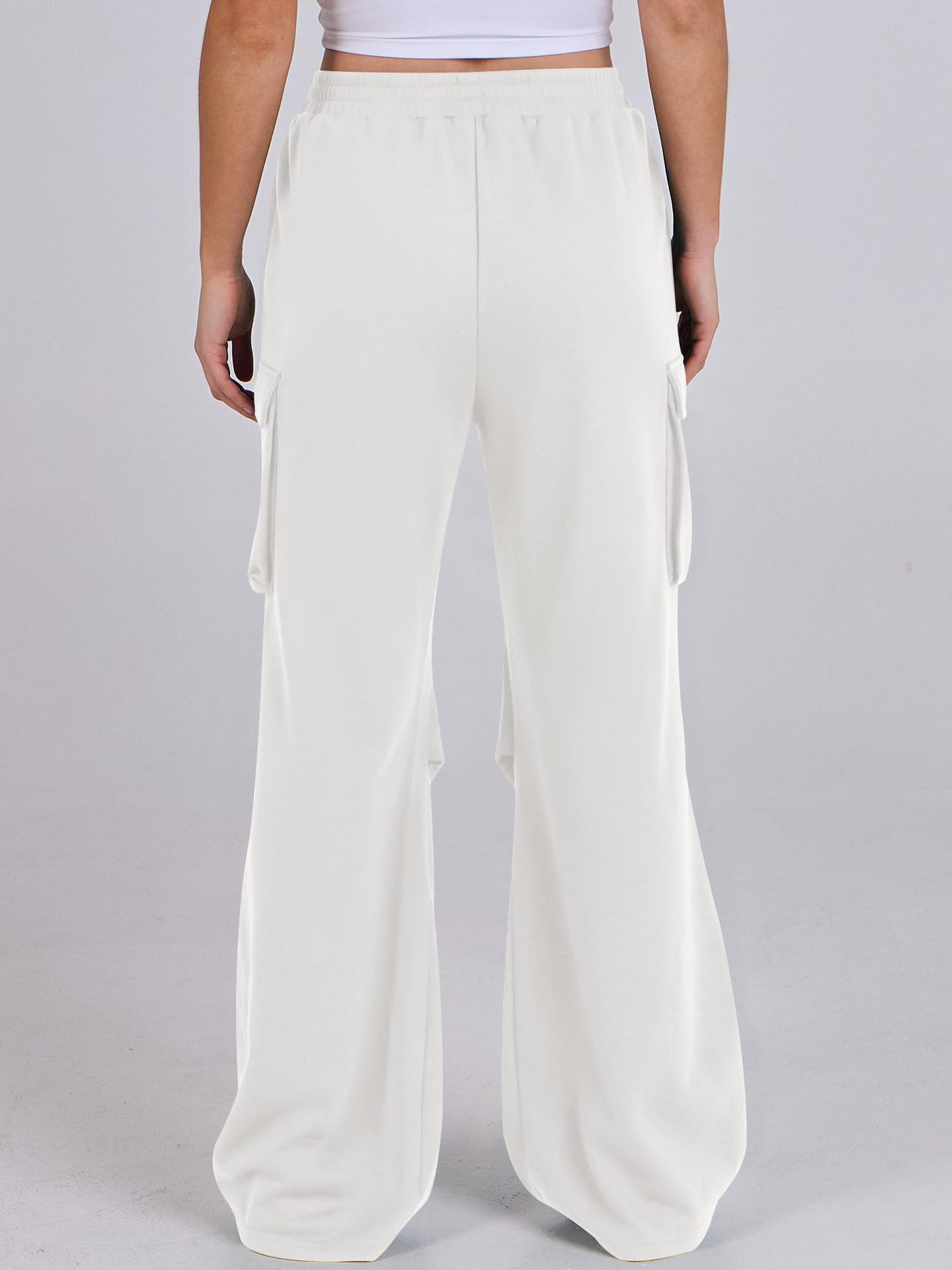2024 autumn and winter elastic waisted work pants for women loose straight leg wide leg sports casual pants