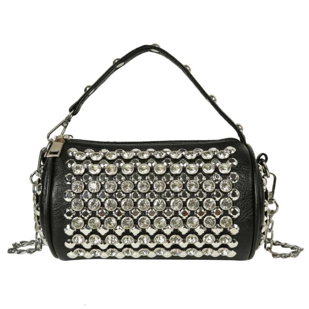 New fashion cylinder bag female hand crossbody single shoulder diamond bag fringe trend all-match female bag