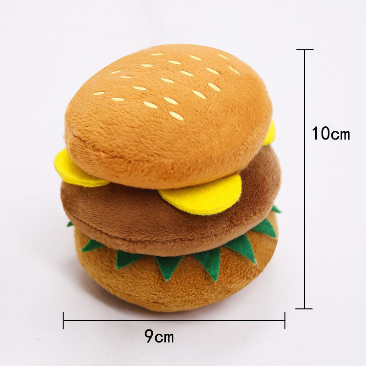 Cute Hamburger Shape Plush Squeaky Toy for Dogs, Stuffed Pet, Boredom and Anxiety Relief, Teeth Grinding