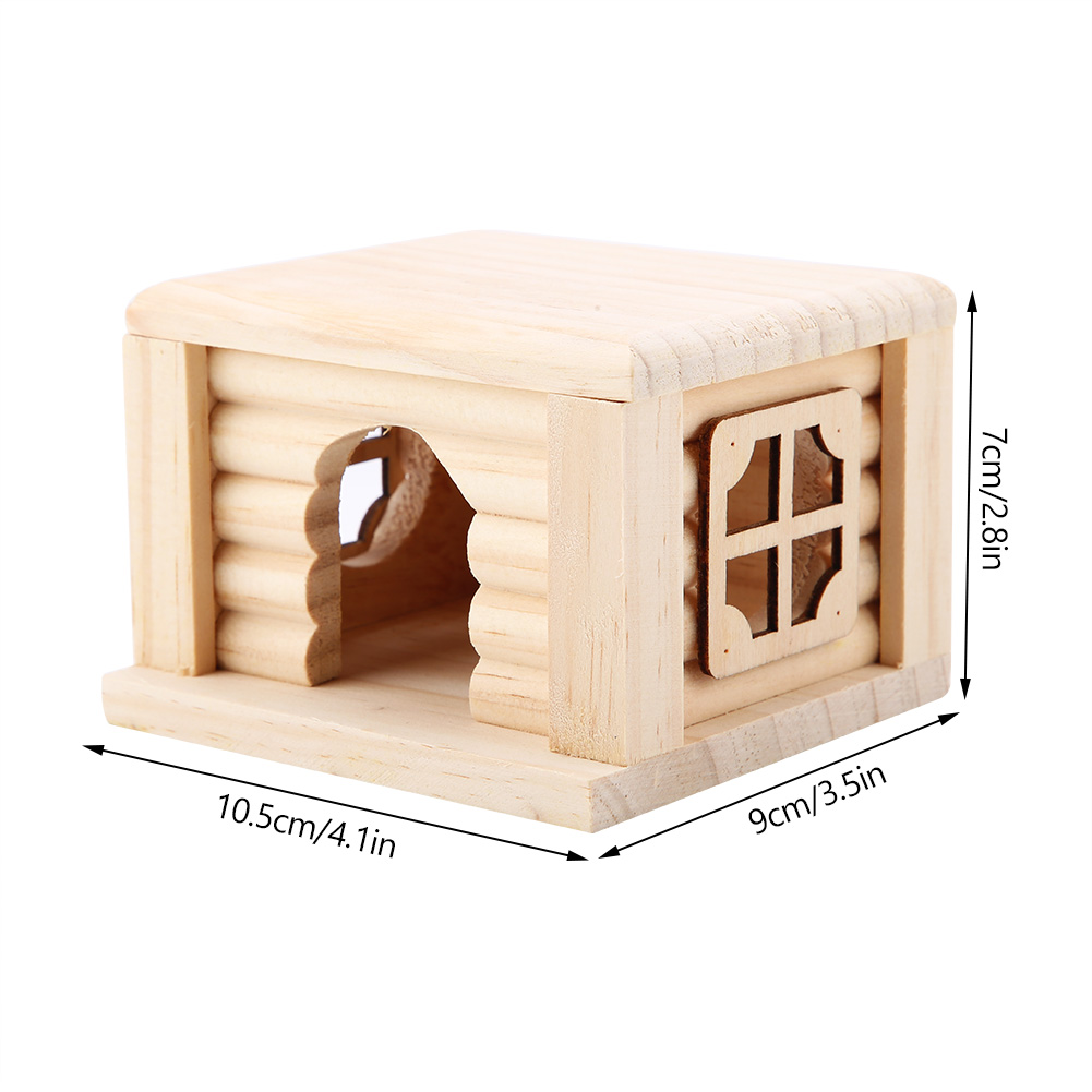 Natural Wooden Hamster House, Flat Top Cabin, Rat Hut, Mouse Cage, Small Pet Toys