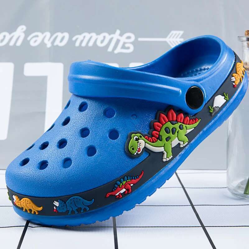 Children Shoes Baby Boys Cartoon Excavator Print Clogs Summer Breathable Soft Indoor Sports Boy Slippers