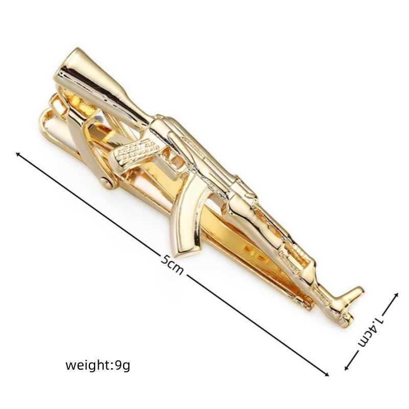 High quality machine gun tie clip brand new fashionable mens tie wedding shirt clip brass material AK tie clipX240914