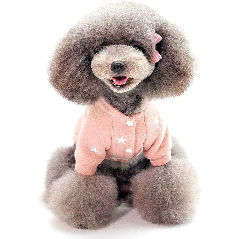 Puppy Pet Clothing Cute Star Print Dog Coat Jacket for Small Dogs Winter Cat Clothes Fleece Sweatshirt Warm Sweater Dog Outfits