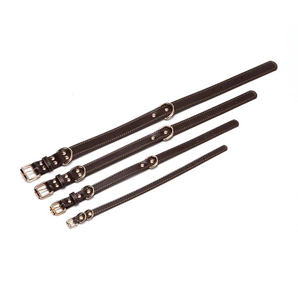 Rolled Waterproof Leather Dog Collar Durable Adjustable Metal Buckle Round Pet Collars for Small Medium Large Dogs Black Brown