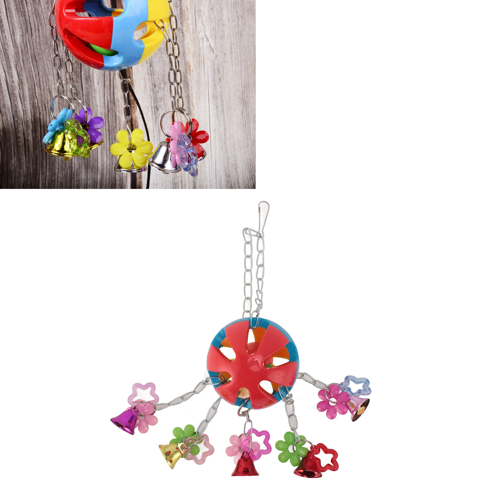 Bite Resistant Plastic Bird Hanging Bell Toys, Anxiety Reduction Cage Toys, Medium and Large Sized Birds