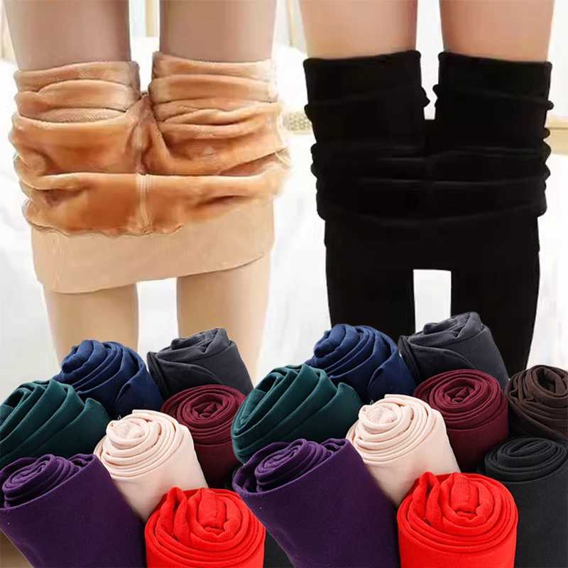 Women Thermal Stockings Female Winter Warm Elastic Slim Fleece Tights Pantyhose Thicken Plush High Waist Leggings Stocking PantsX240914