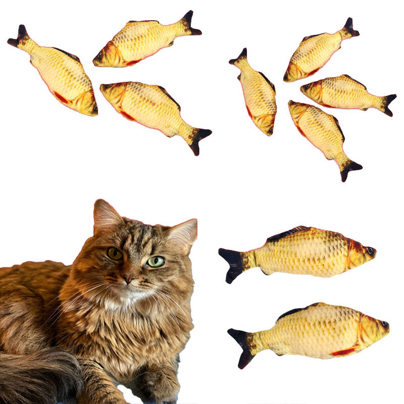 Pet Soft Plush 3D Fish Shape Cat Toy Interactive Gifts Fish Catnip Toys Stuffed Pillow Doll Simulation Fish Playing Toy For Pet