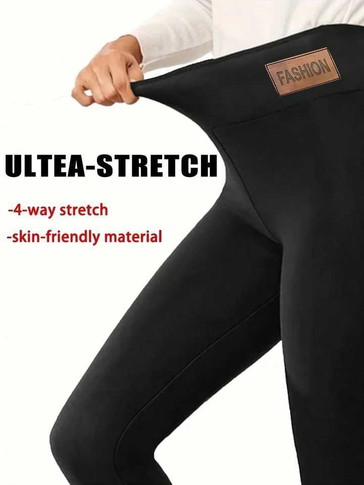 Super Warm Winter Leatherlabel Leggings Of Women Skinny Stretch High Waist Prevent Cold Leggings Casual Classic PantsX240914