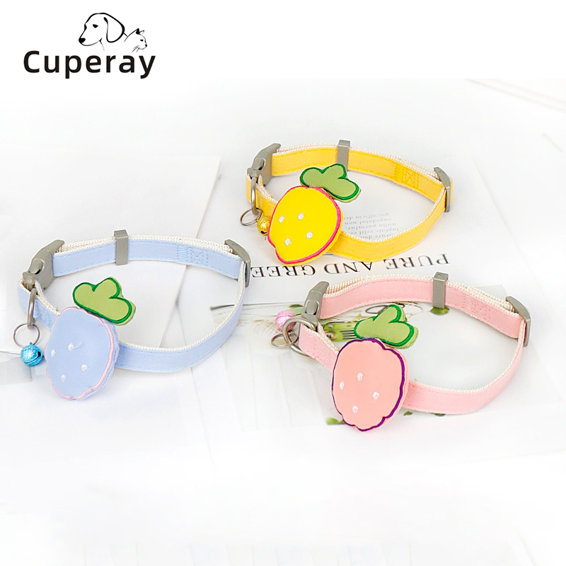 Cat Collar Adjustable Pet Collars with Bell and Cotton Filled Strawberry Decor Pet Ornament Collar Accessories for Puppy & Cats