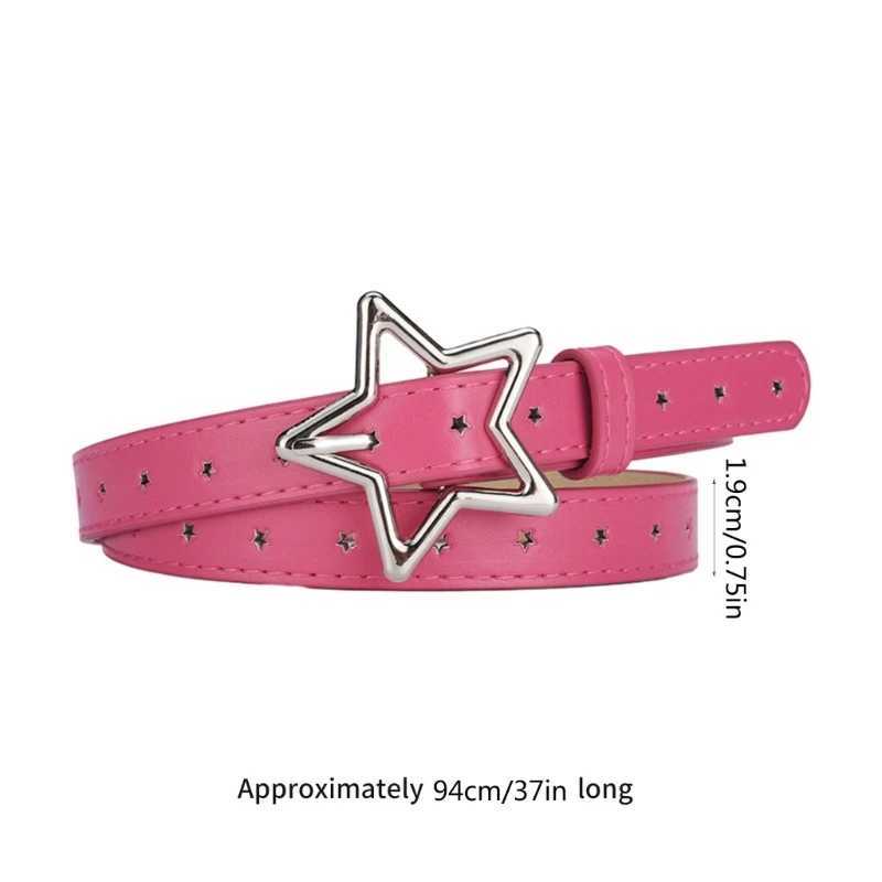 Harajuku Teens Waist Belt with Alloy Star Buckle Light Luxurious Personality Waist Belts for Women Girls Coat DressX240914