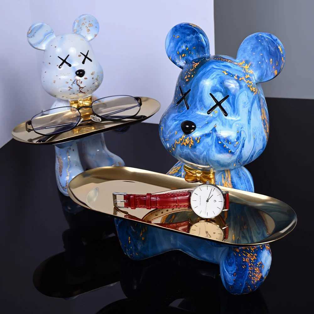 Colored bear statues and sculptures butler statues interior decoration Nordic decoration room table decoration resin crafts gifts X240913