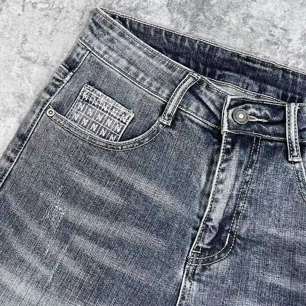 Mens Summer Streetwear Designer Clothes Vintage Printed Knee-Length Denim Shorts for Men Stretchy and Breathable Casual JeansX240914