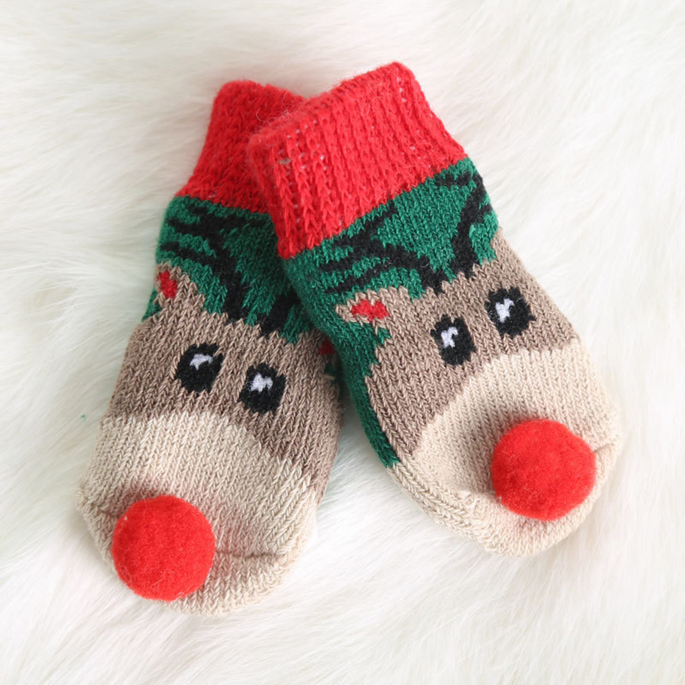 4pcs/set Christmas Winter Dog Socks Cute Pattern Foot Covers Warm Anti Slip Shoes Puppy Paw Protector Gift For Puppy Cat Dogs