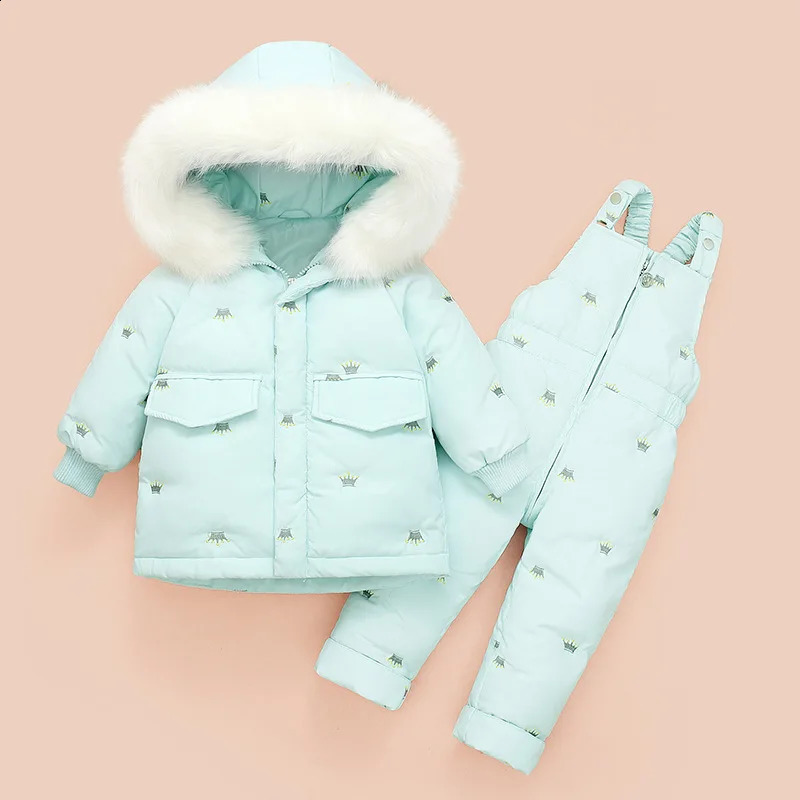 Winter Children Clothing Set Baby Girl Clothes Warm Down Jacket Coat Jumpsuit Snowsuit Kids Parka Duck Down Overalls Overcoat 240904