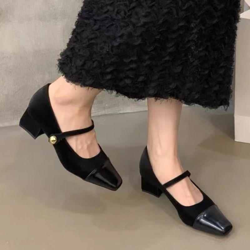 Plus Size 41 Women's Patent Leather Mary Janes Gold Ball Strap Pumps