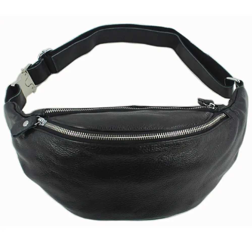 Fashionable mens genuine leather waist bag fanny pack leather waist belt bag waist bag bum bag money waist bag mole pocket Z250407