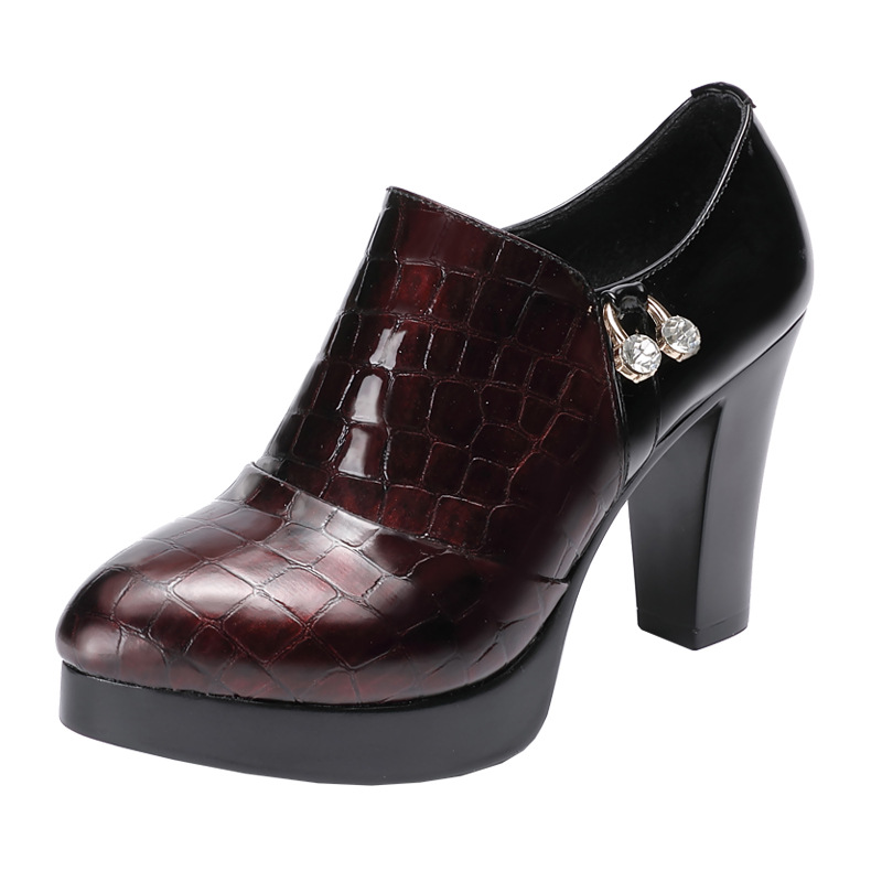 New Deep Mouth Women Platform Pumps Patent Leather Women Shoes High Heels Shoes Ladies Office Shoes Boots Plus Size 32-43