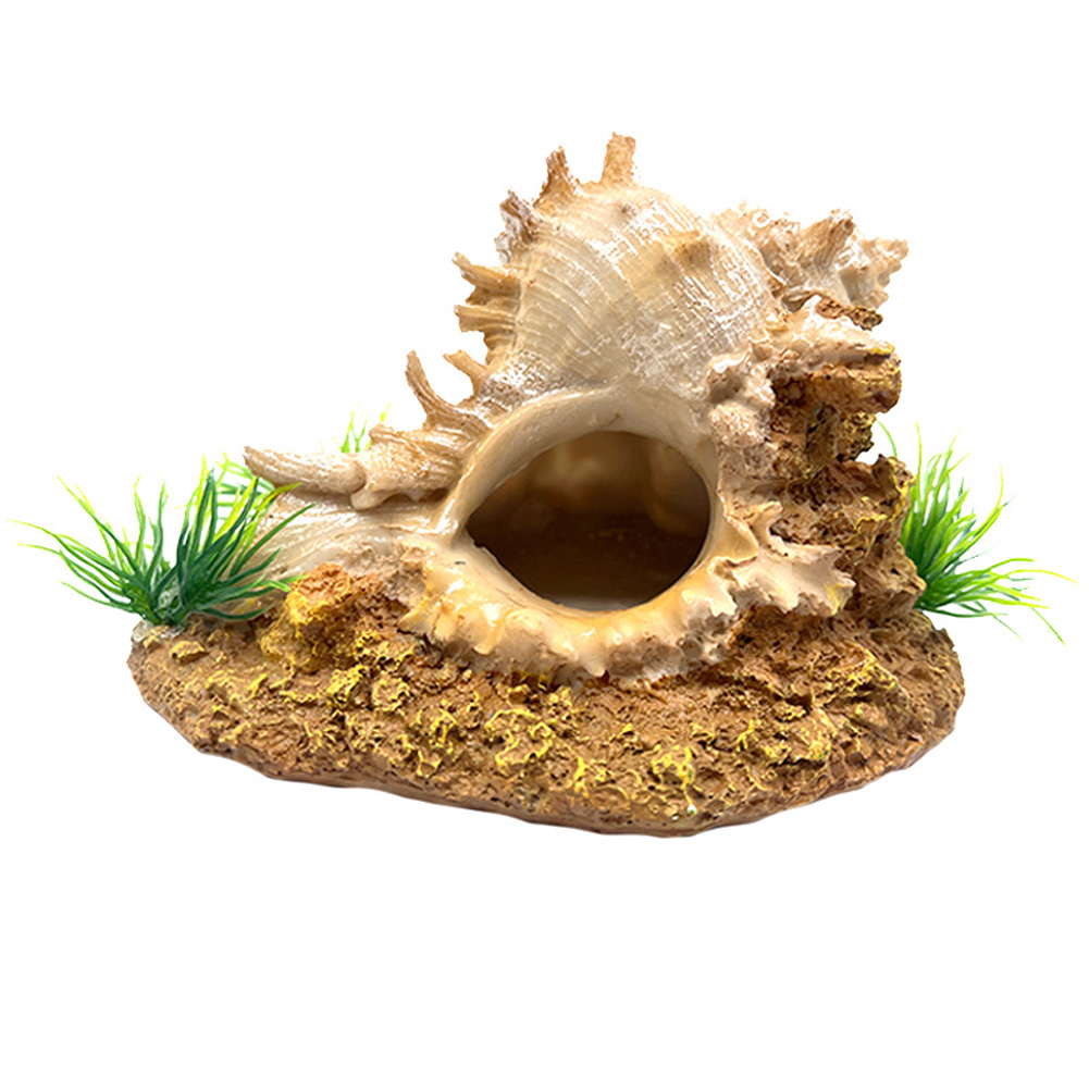 Aquarium Conch Shell Rockery Landscape Ornament Fish Tank Resin Conch Shell Hideout Caves Fish Tank Aquarium Accessories