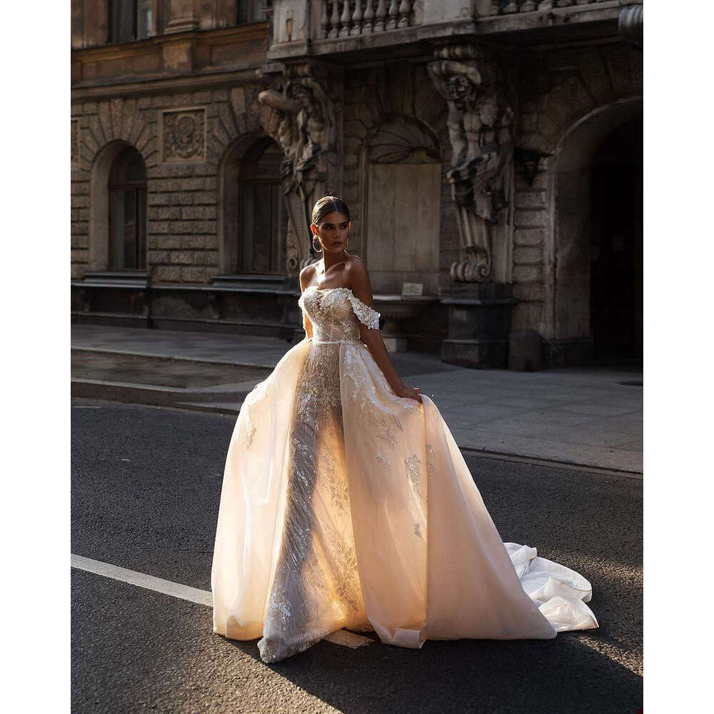 ful Dresses Off The Shoulder Appliques Sequined or-Length Bride Wedding Dress Vestido de novia Custom Made