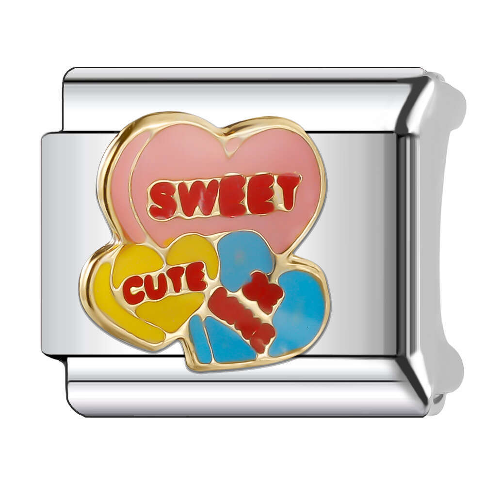 New Women's Gift Colorful Love heart Bead Italian Charms Links Bangle Beads Fit 9mm Stainless Steel Bracelet Making DIY For Women Fashion Jewelry