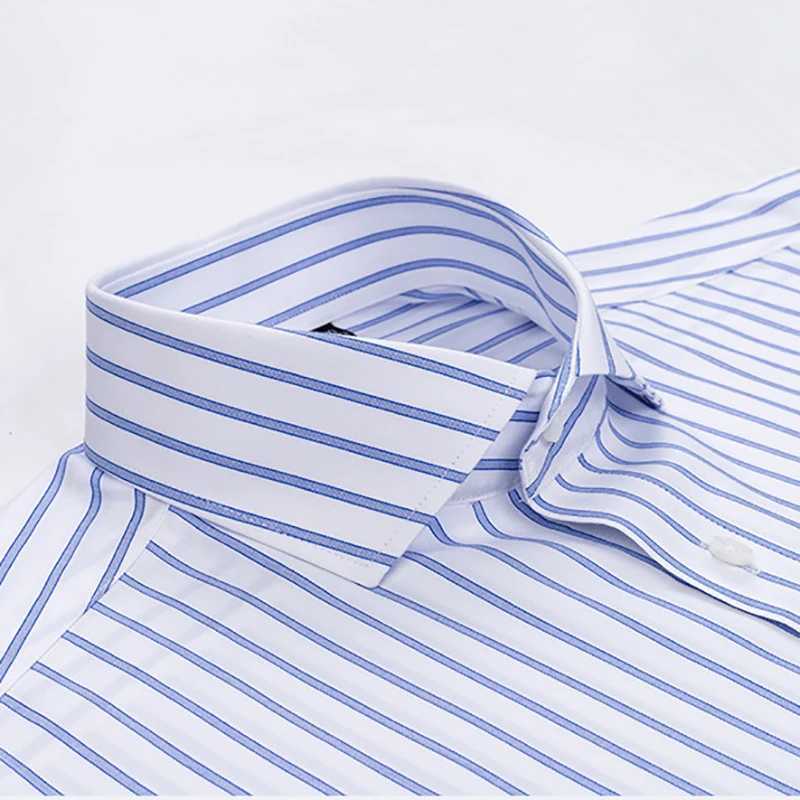 Luxury Windsor Collar Mens Cotton French Cuff Shirt Non Iron Quality Long Sleeve Business Formal Male Dress Cufflink Shirts Z240914
