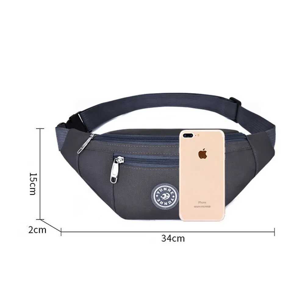 New Fashion Mens Waist Stray Bag Belt Money Bag Wallet Zipper Travel Hiking Bag Black Blue Red Grey Z250407