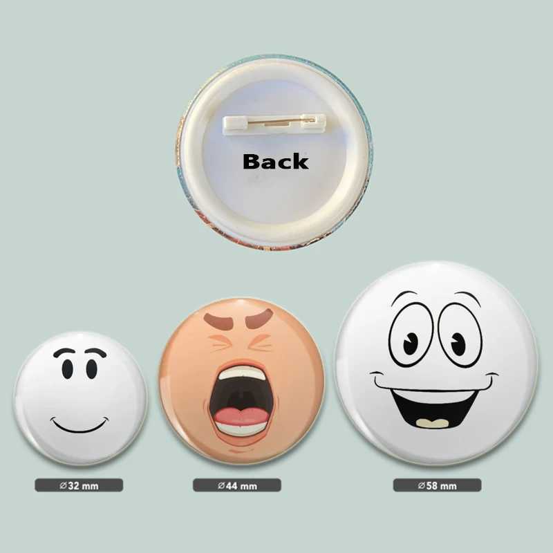 Face Winning Smile Cute Funny Creative Brooch Figures Pins Round Button Pin Backpack Clothes Decoration Fashion Jewelry GiftsX240914