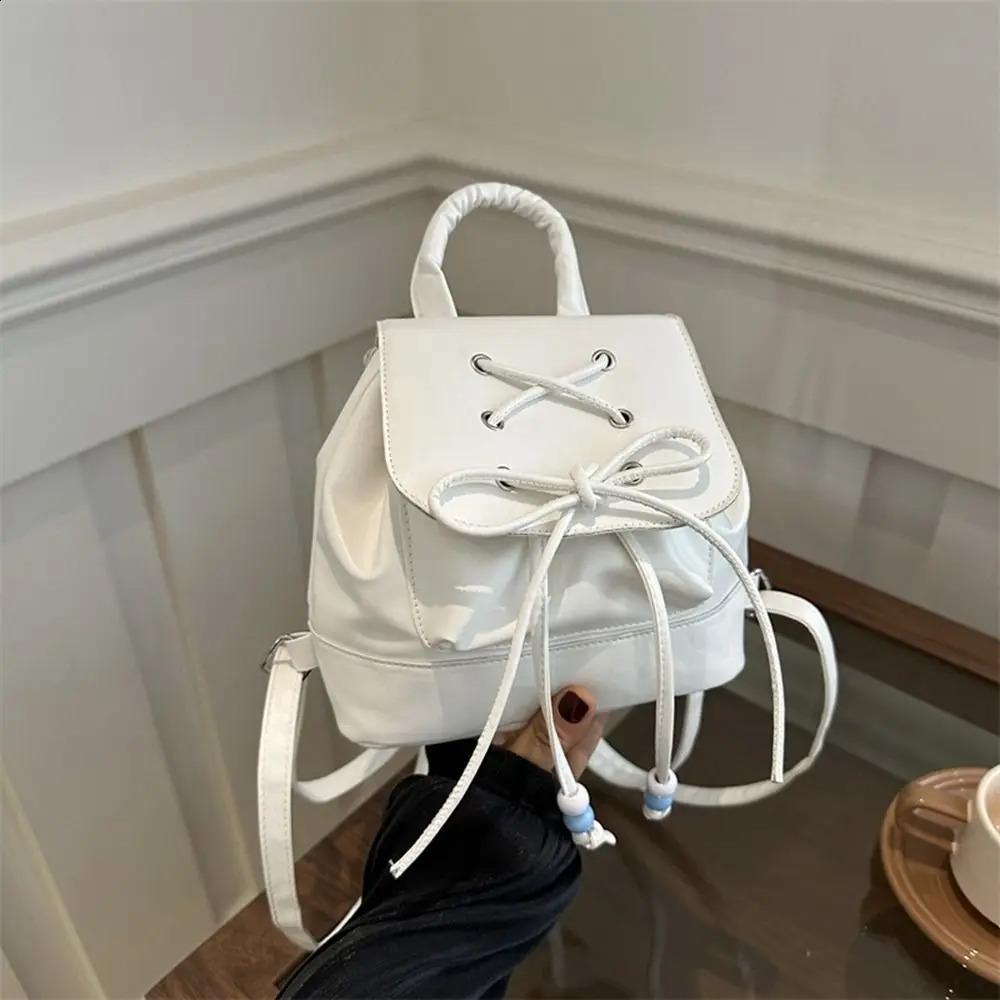 Creative Tie Bow Backpack Cute Large Capacity Ballet Style Shoulder Bag Korean Y2k School Backpack Outdoor 240912