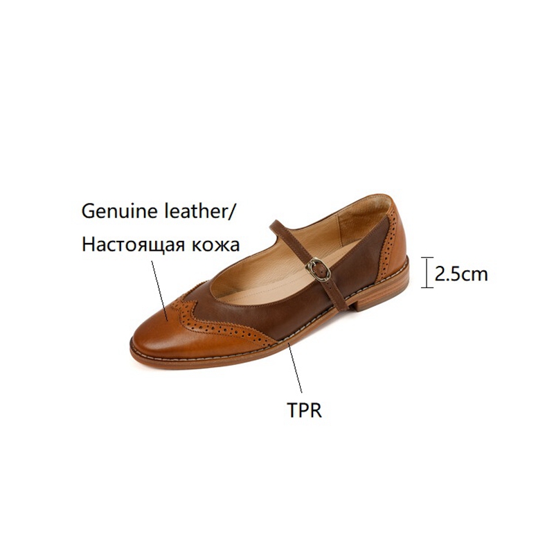 Spring/Fall 2023 Pumps Genuine Leather Round Toe Chunky Low Heel Women Shoes Retro Mary Janes 0be7