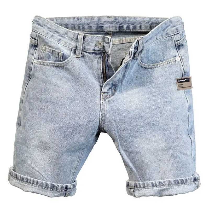 New Harajuku Luxury Summer Casual Knee Length Jeans Men Light Blue Stylish Designer Denim Shorts Streetwear Cowboy Classic JeansX240914