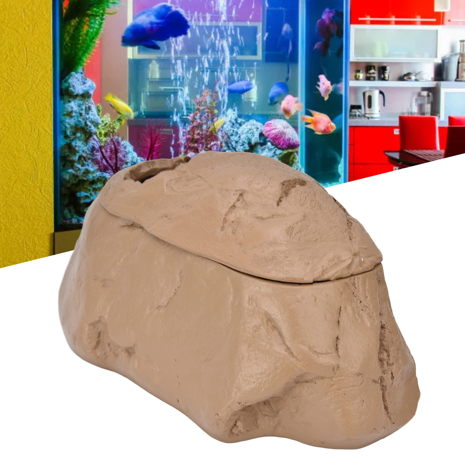 Reptile Shelter House, Resin Aquarium Cave, Artificial Fish Tank Landscaping Ornament, DIY