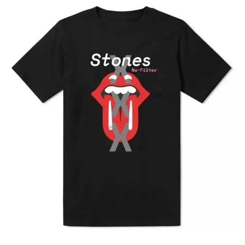 2024 Rolling Stone Printed Mens T-shirt Womens Cotton Hip Hop Super Large Band T-shirt Short Sleeve T-shirt Street Clothing Top T-shirt CL240913