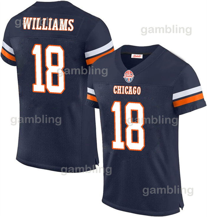 2024 Custom Football 18 Williams Rome Odunze DJ Moore Jaquan Brisker Darnell Wright Cole Kmet Devin Hester Walter Payton Montez American Game Jersey