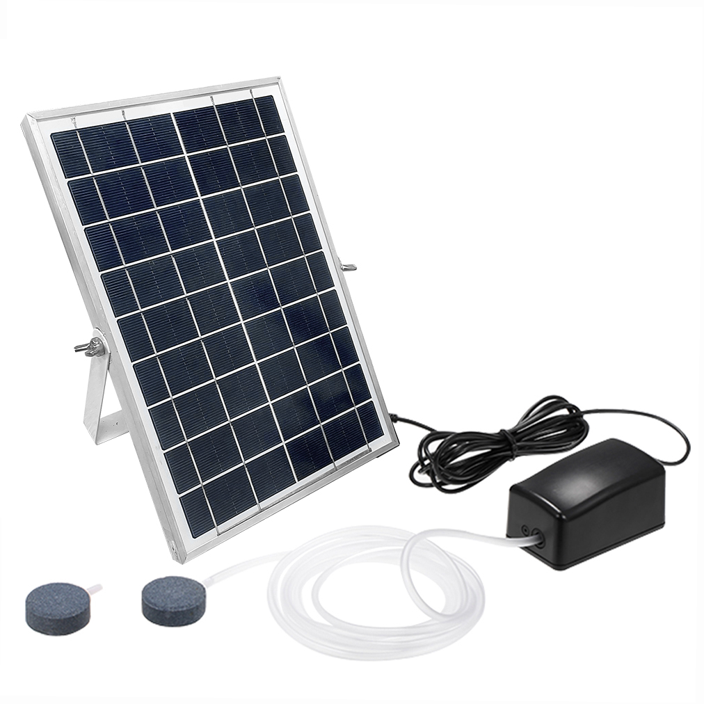Solar Oxygen Pump Fish Tank Oxygenator Aquarium Oxygen Aerator Pond Aerator Air Pump with Aquarium Oxygen Pipe Air Bubble Stone