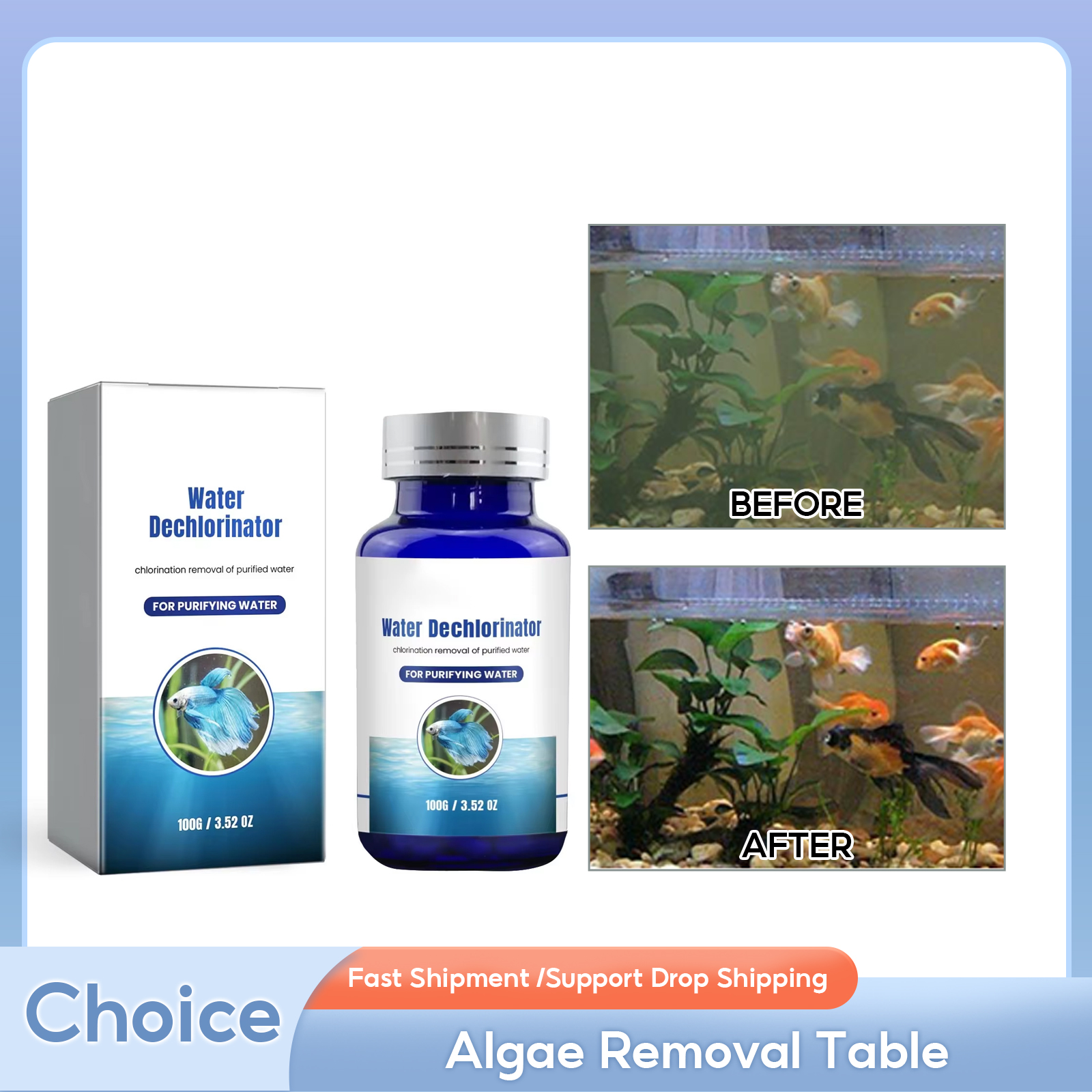 Algae Removal Tablet Fish Tank Moss Remover Water Tank Purifier Tank Pond Cleaning Antibacterial Algaecide Aquarium Detergent