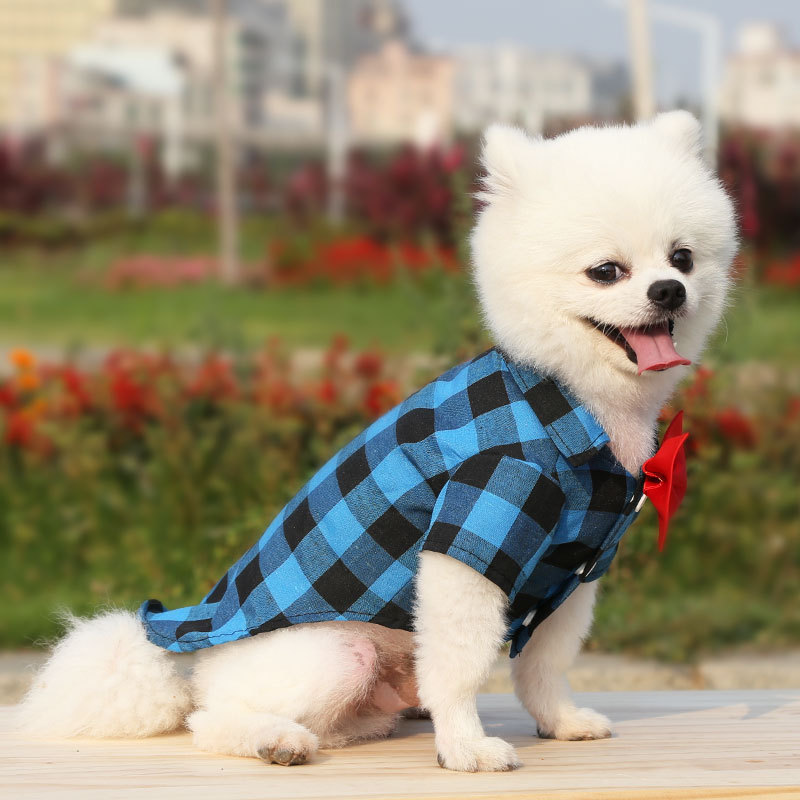Puppy Cat Cute Shirt Plaid Dog Shirts for Extra Small Dogs Cats Birthday Party Holiday(Red, Blue and White) Free shipping