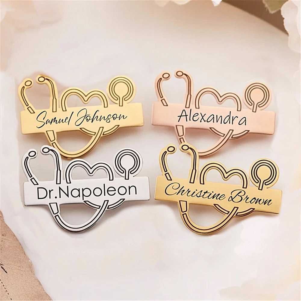 Customized Engraved Your Name Personalized Lapel Pin Brooch For Doctor Stainless Steel Custom Professional Brooch Pins JeweX240914