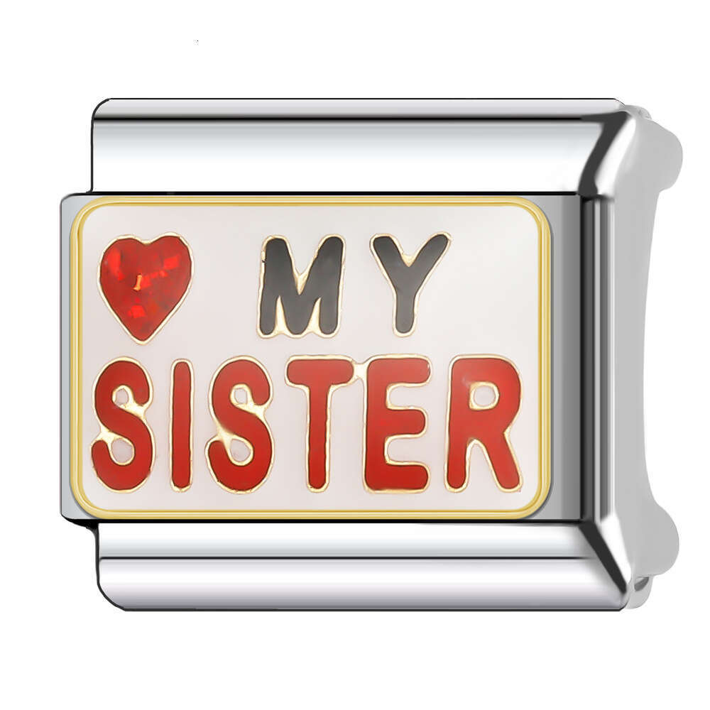 New Women's Gift I Love my brother and sister family Bead Italian Charms Links Bangle Beads Fit 9mm Stainless Steel Bracelet Making DIY For Women