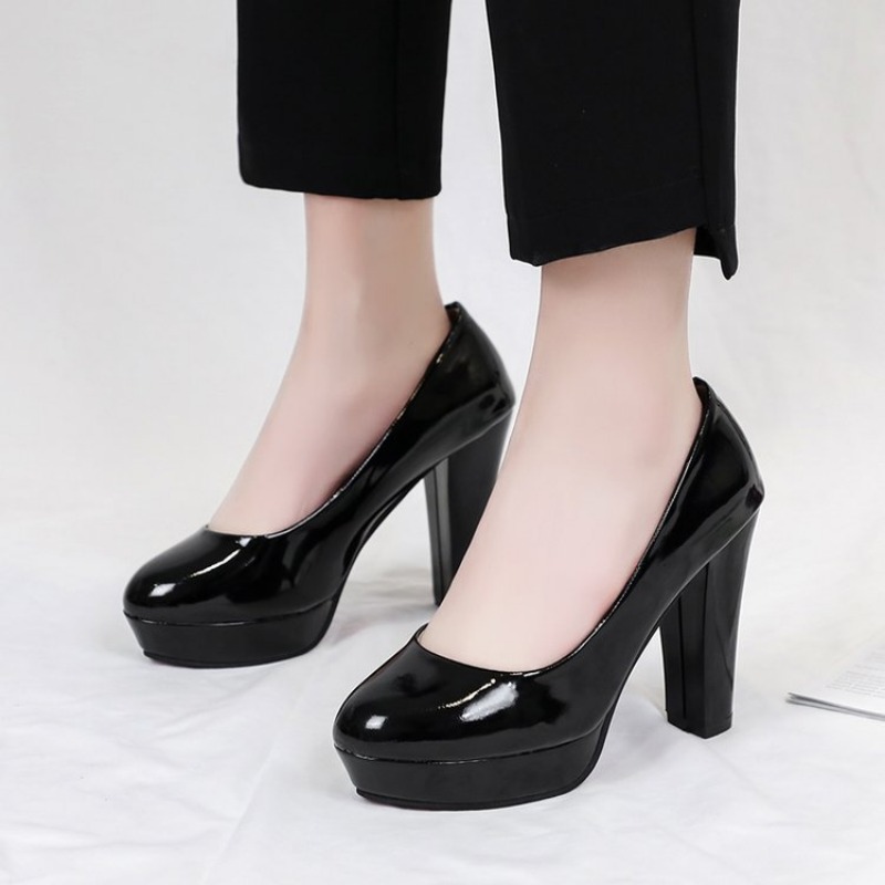 Round Fashion Women's New Toe White Chunky High Heels Ladies Platform Casual 10cm Heeled Pumps Wedding Shoes for Women af8a 47d9