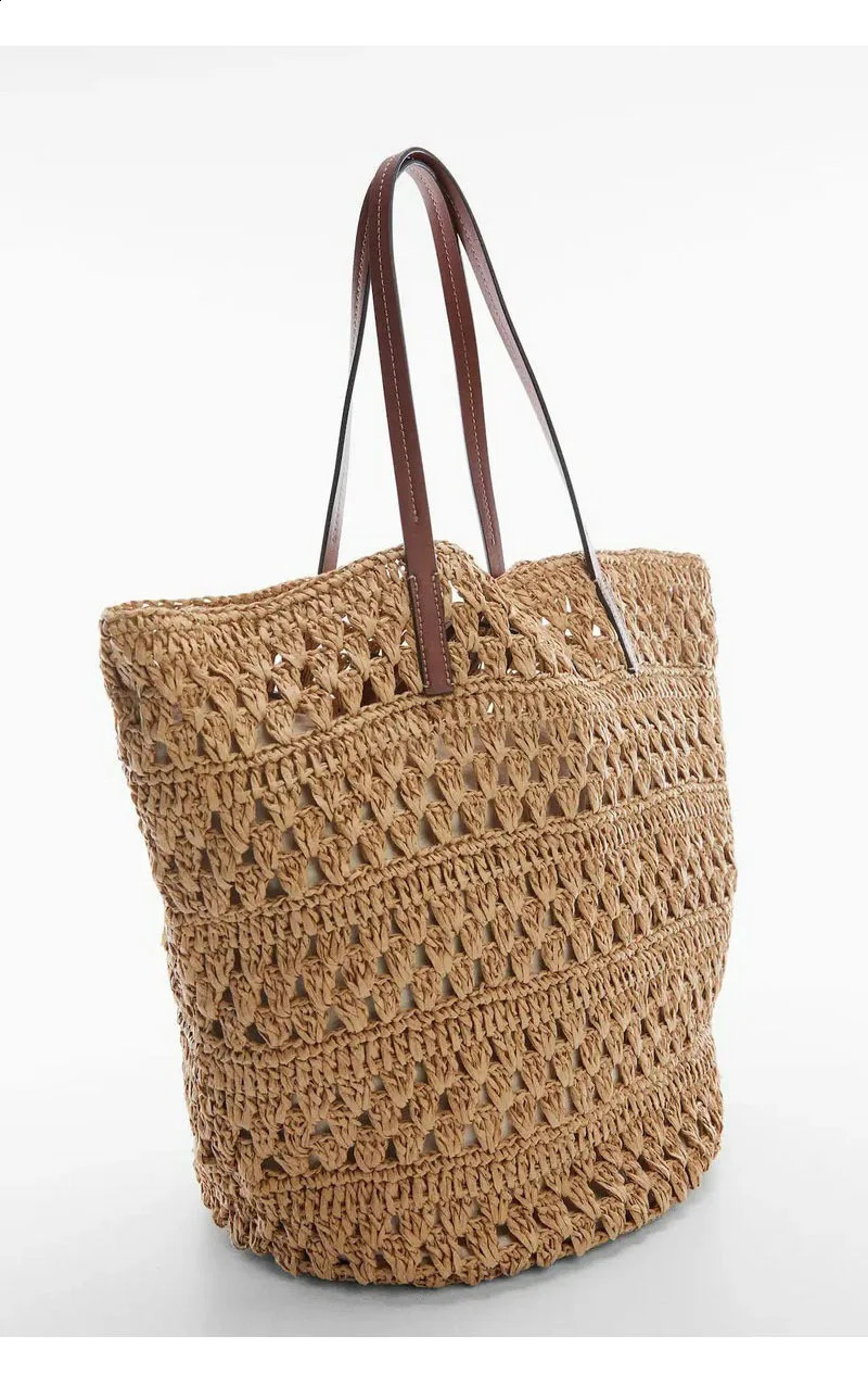 Woven handbag large capacity summer beach grass and wallet womens Bohemian shoulder bag travel 240913