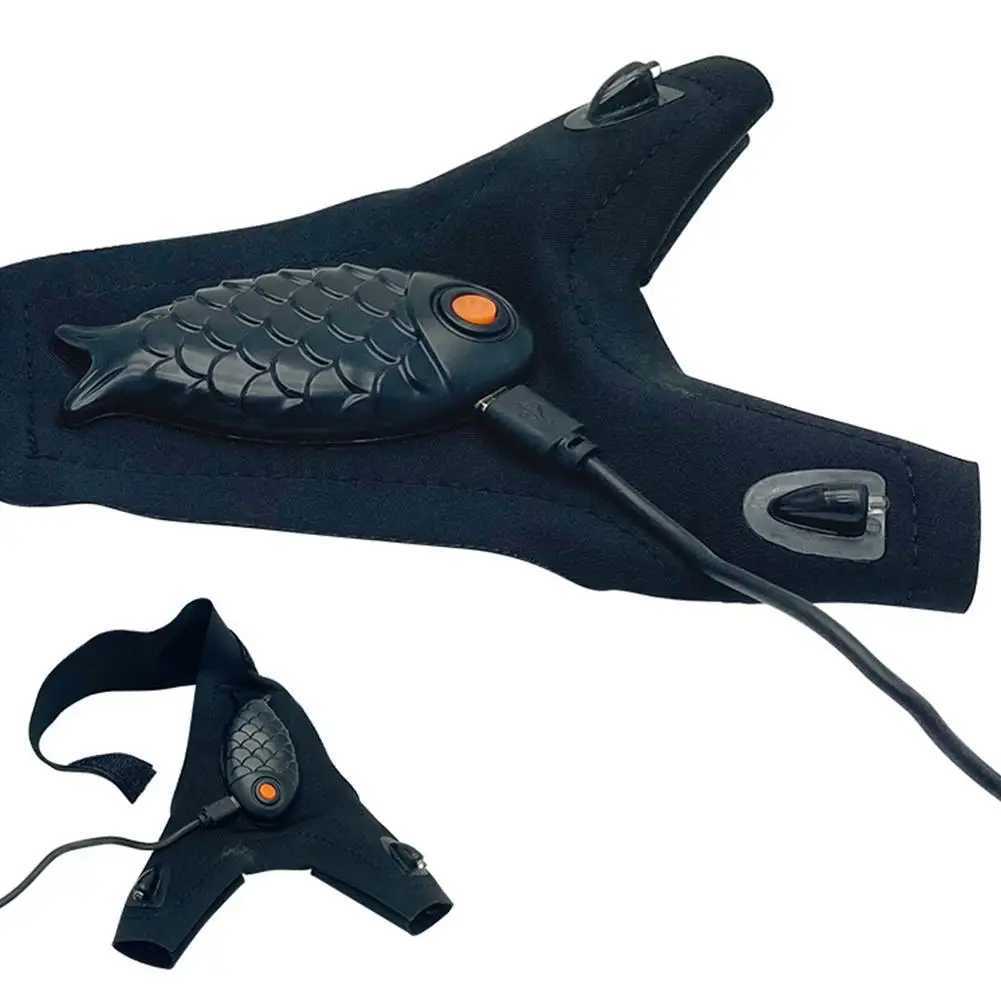 Rechargeable Flashlight Gloves Fingerless Gloves LED Lighting Repair Finger Lamp For Outdoor Night Fishing Camping Hiking Tool Y240914