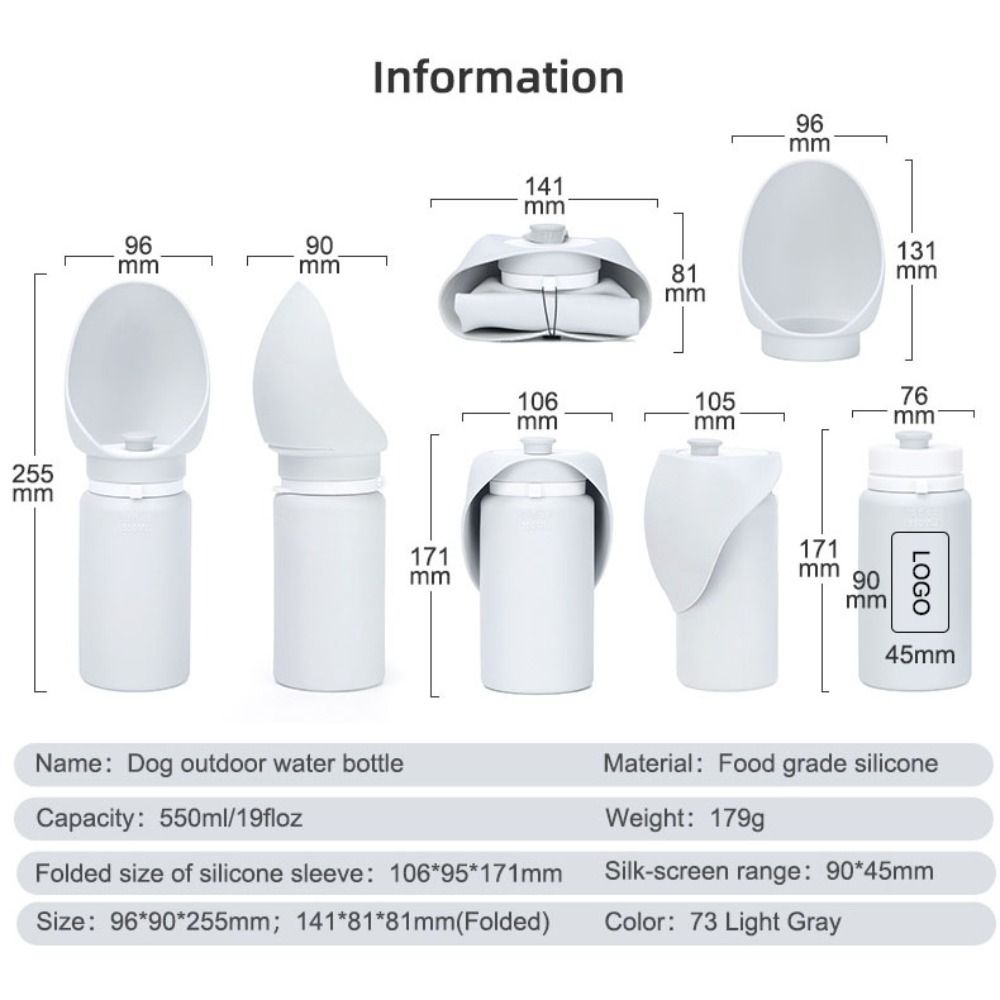 free shipping 550ml Folding Bottle Outdoor Solid Color Portable Water Dispenser Cup Silicone Walking g Pet Travel