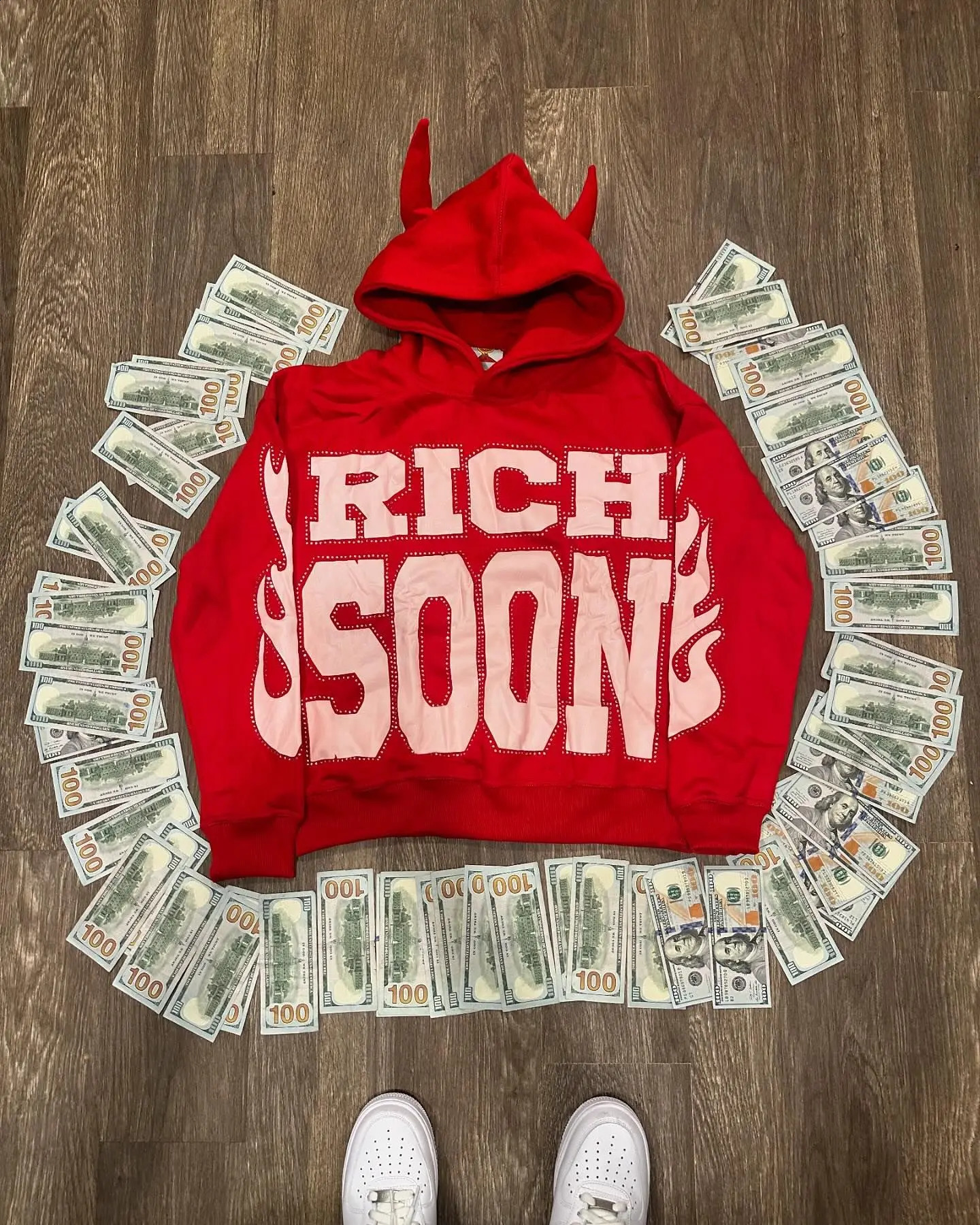 Harajuku RICH SOON Letter Printed Hoodies for Men Gothic Personality Demon Loose Pullover Y2k Oversized Couple Street Sweatshirt 240912