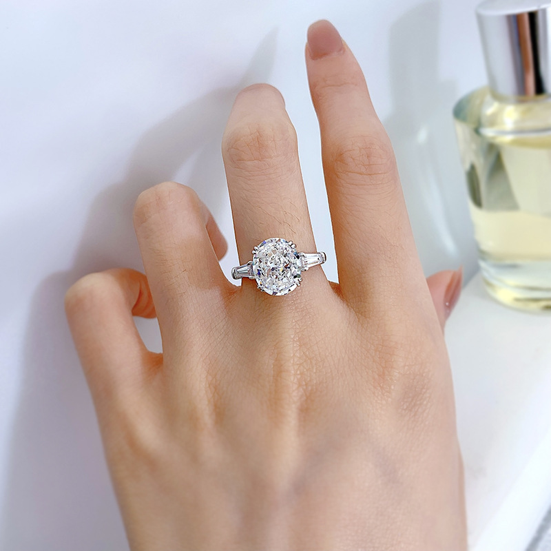 Oval Cut Moissanite Eternity Ring | Sterg Sier Engagement Band for Women