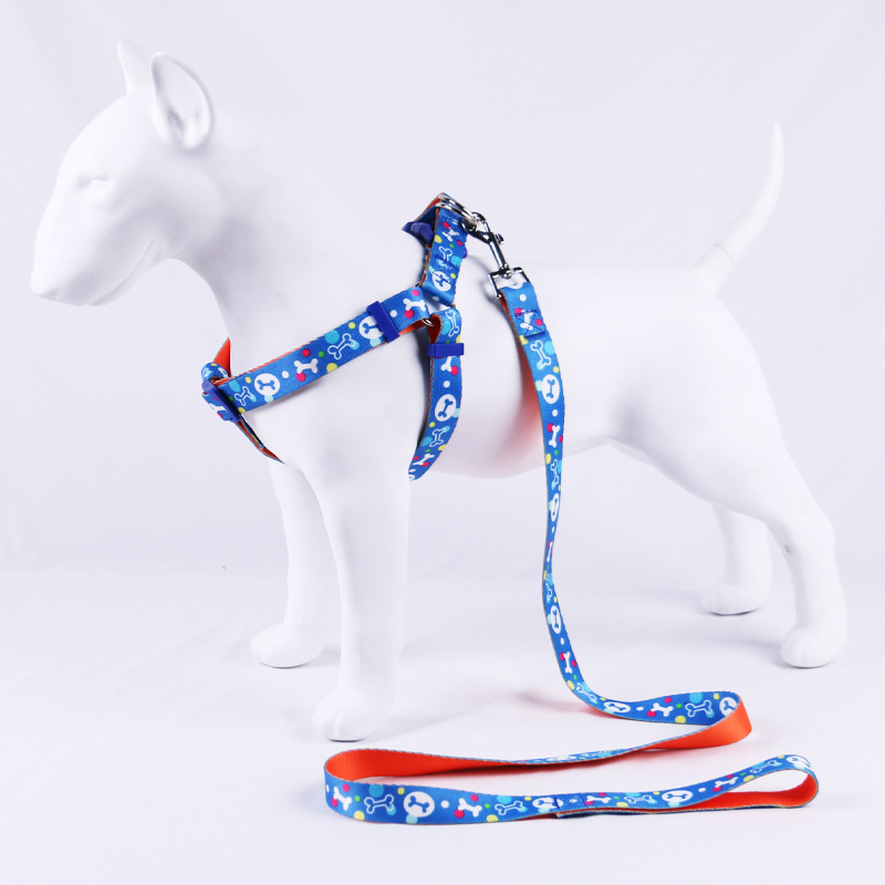 Pet Harness & Leash,collar Three Sets,adjustable Dog Harness Leashes with Exquisite Print for Dog Outdoor Training & Dog Walking