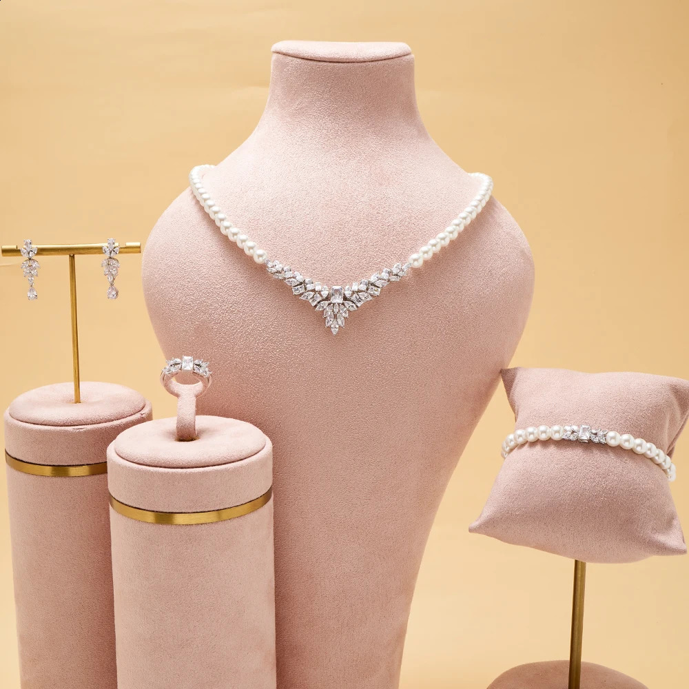 Womens cubic zirconia set full jewelry womens Saudi wedding party dress set accessories 240906