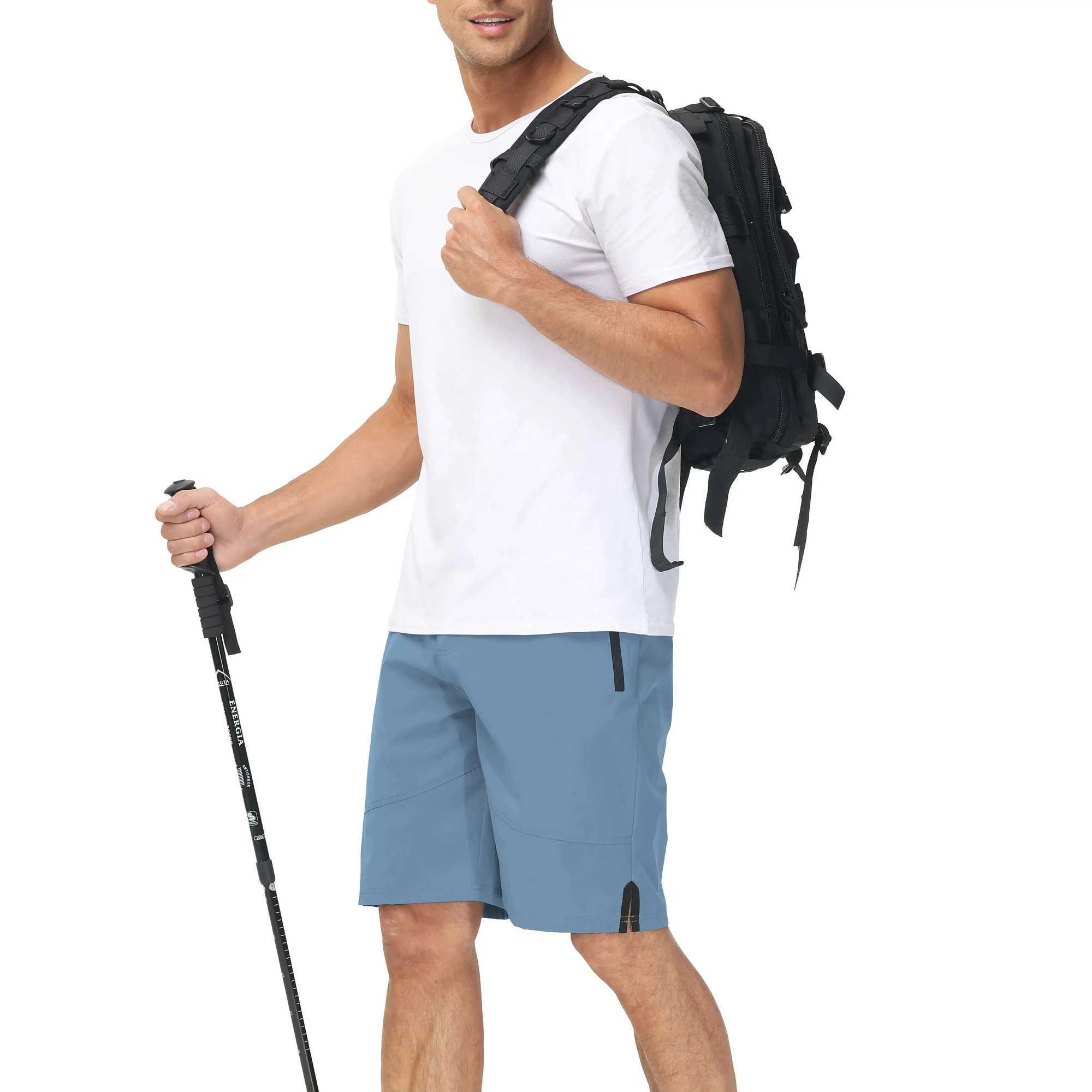 Mens Casual Outdoor Hiking Shorts Quick Drying Lightweight Sports Work Shorts with Zipper Y240914