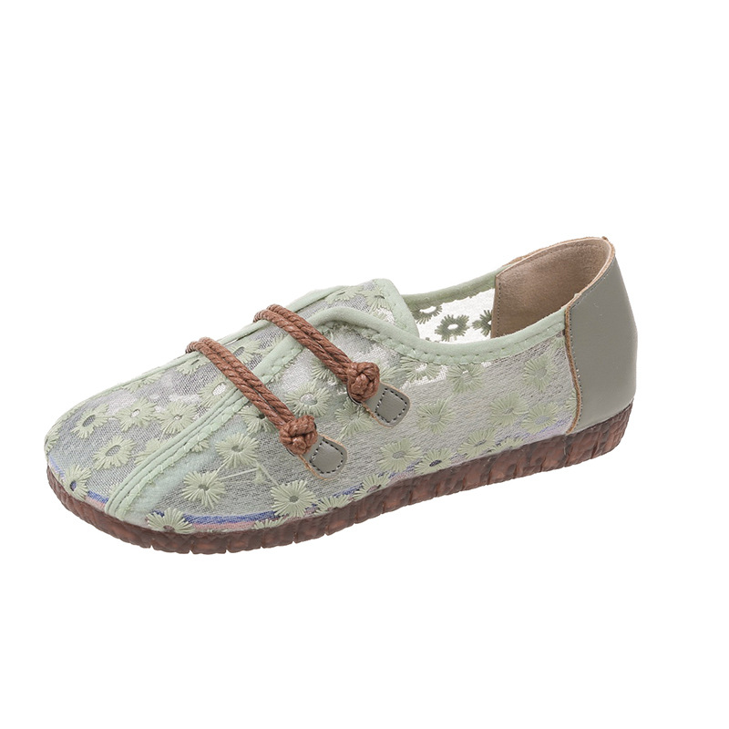 2024 Summer Woman's Mesh Hollow Out Flat Casual Shoes Sweet Soft Sole Slip on Breathable Shoes Female Flat Walking Shoes