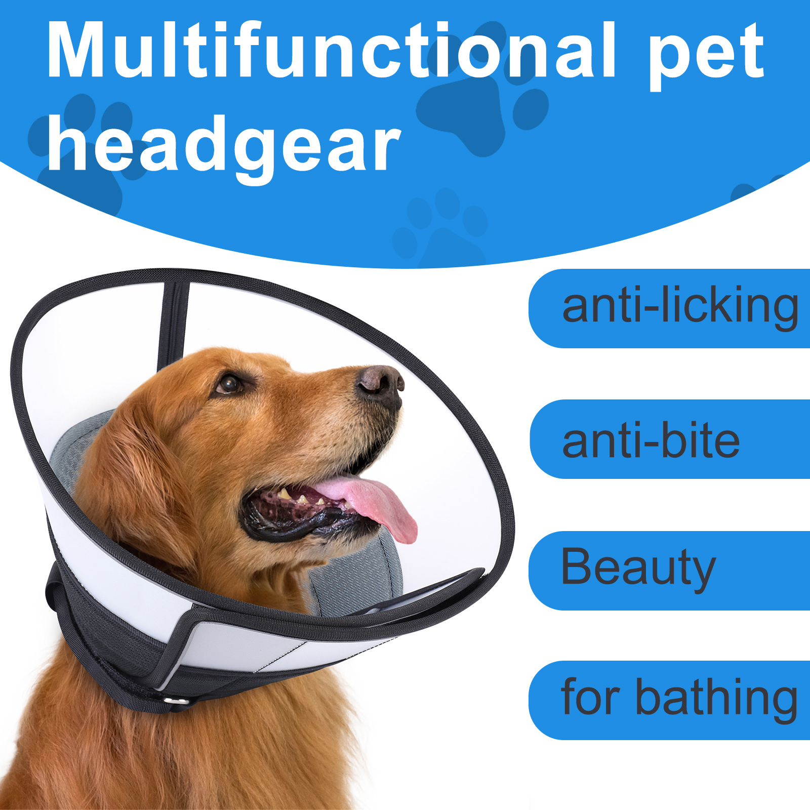 Pet Dog Anti-bite Collar Puppy Cat Wound Healing Cone Neck Protection Circle Elizabethan Collar for Small Large Dogs